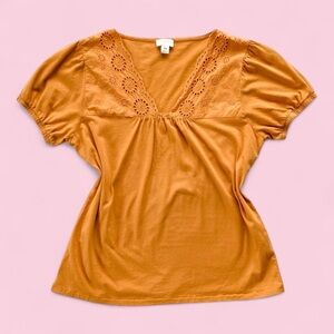 Orange 🧡 J.Crew Crochet Peasant Blouse | Size XS | Cottage Core | Loose fit